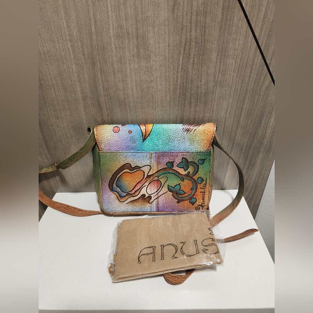 Anuschka hand painted butterfly Leather Crossbody Purse 468-COL RARE NWT - Picture 7 of 10